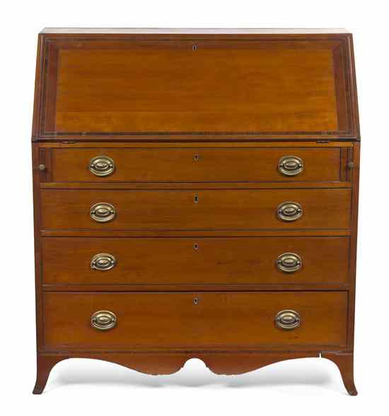 Appraisal: An American Federal Style Cherry Slant Front Bureau having a