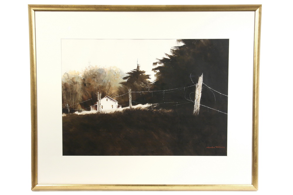 Appraisal: GORDON ROBINSON MA - The Broken Fence watercolor signed lower