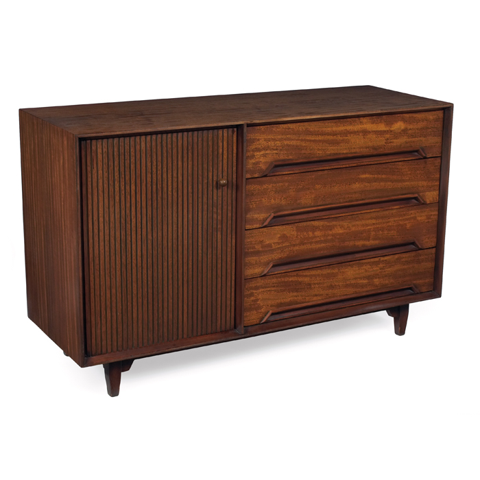 Appraisal: Milo Baughman ''Perspective'' cabinet by Drexel primavera wood one ribbed