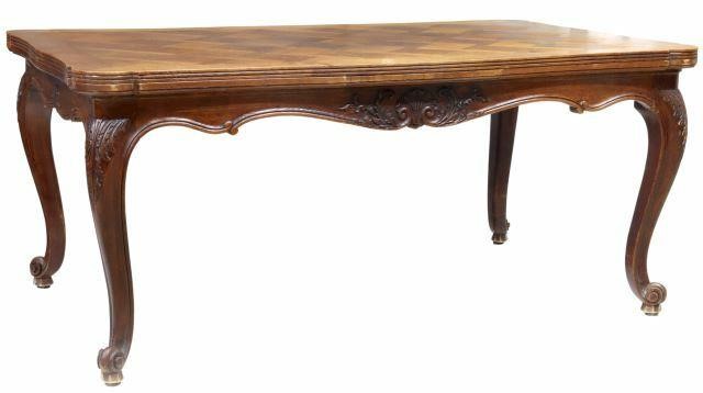 Appraisal: French Provincial Louis XV style oak draw-leaf dining table th