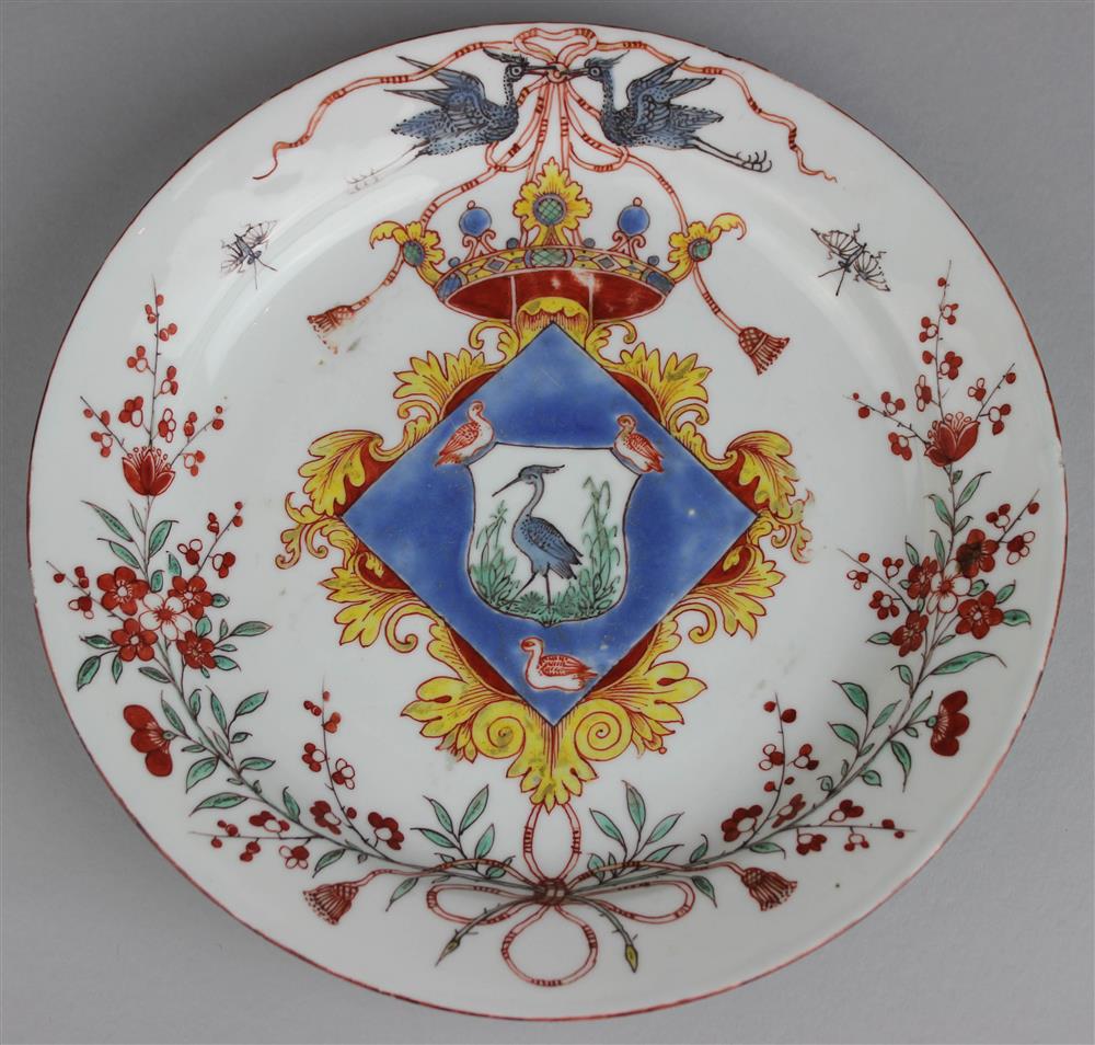 Appraisal: DUTCH-DECORATED CHINESE EXPORT ARMORIAL PLATE TH CENTURY circa with the