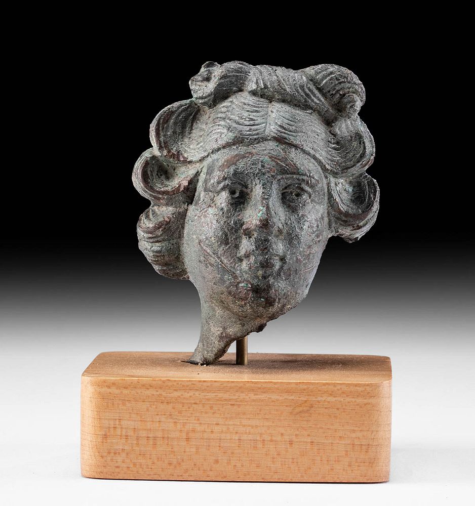 Appraisal: Roman Leaded Bronze Head of Apollo Roman Imperial Period ca