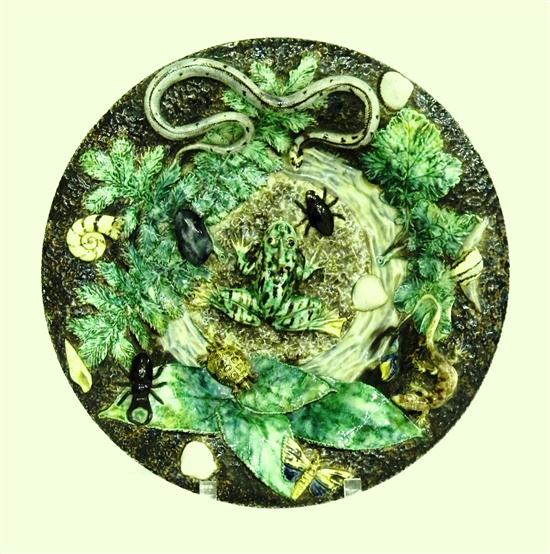 Appraisal: Pallisyware th C charger with full relief frogs snails salamanders