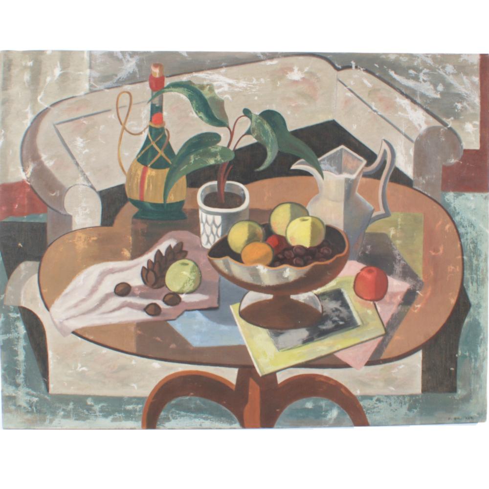 Appraisal: EDMUND BRUCKER AMERICAN - CUBIST STILL LIFE WITH WINE AND