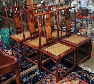 Appraisal: Six Chinese Side Chairs with Woven Seats lot of Chinese