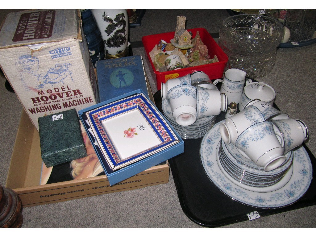 Appraisal: Lot comprising three trays of assorted items to include decanters