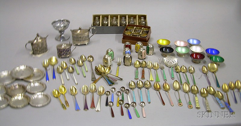 Appraisal: Group of Sterling and Silver Plated Serving Items and Danish