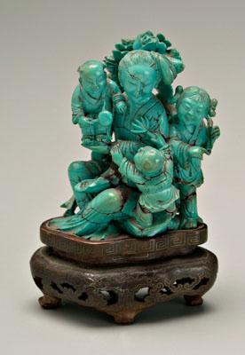 Appraisal: Chinese turquoise figural group well carved lady seated on rock