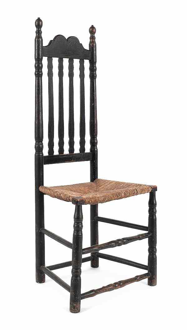 Appraisal: Bergen County New Jersey painted three-slat ladderback child's chair ca