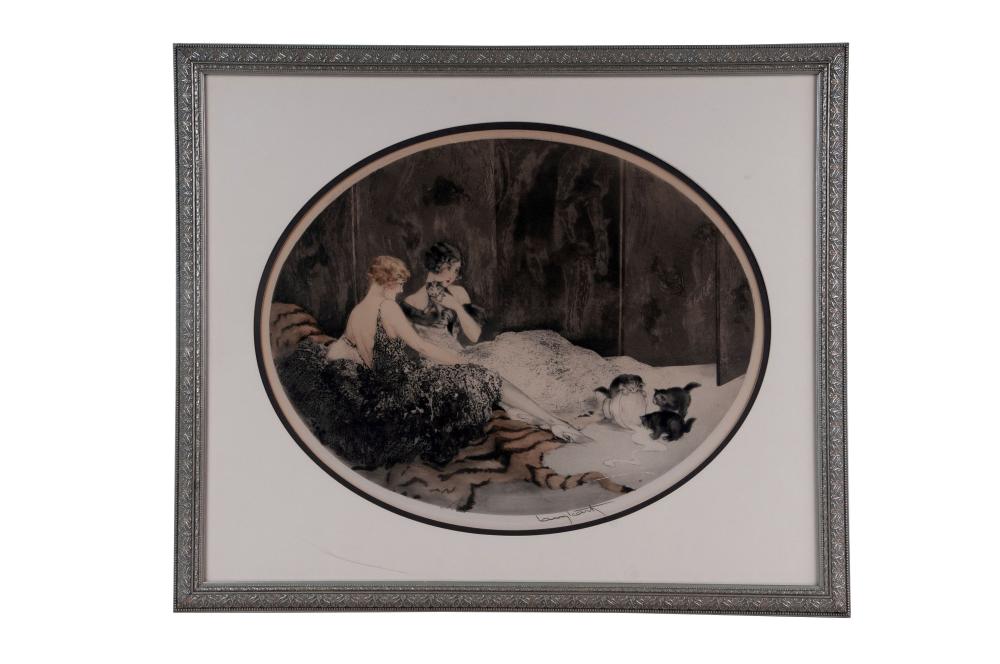 Appraisal: LOUIS ICART SPILLED MILK circa etching and aquatint Condition with