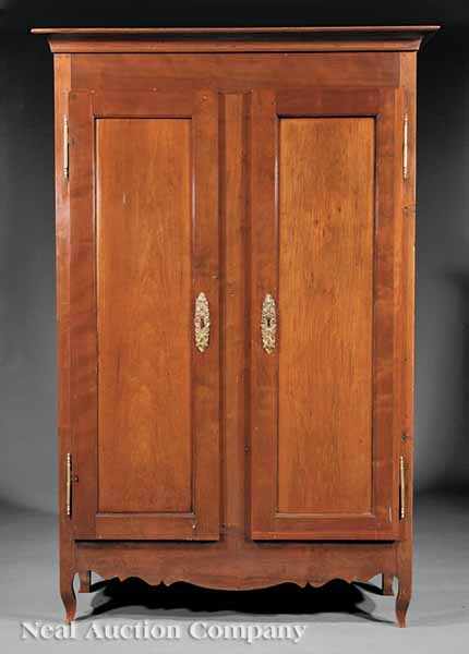 Appraisal: A Rare Louisiana Cherrywood and Cypress Armoire signed and dated