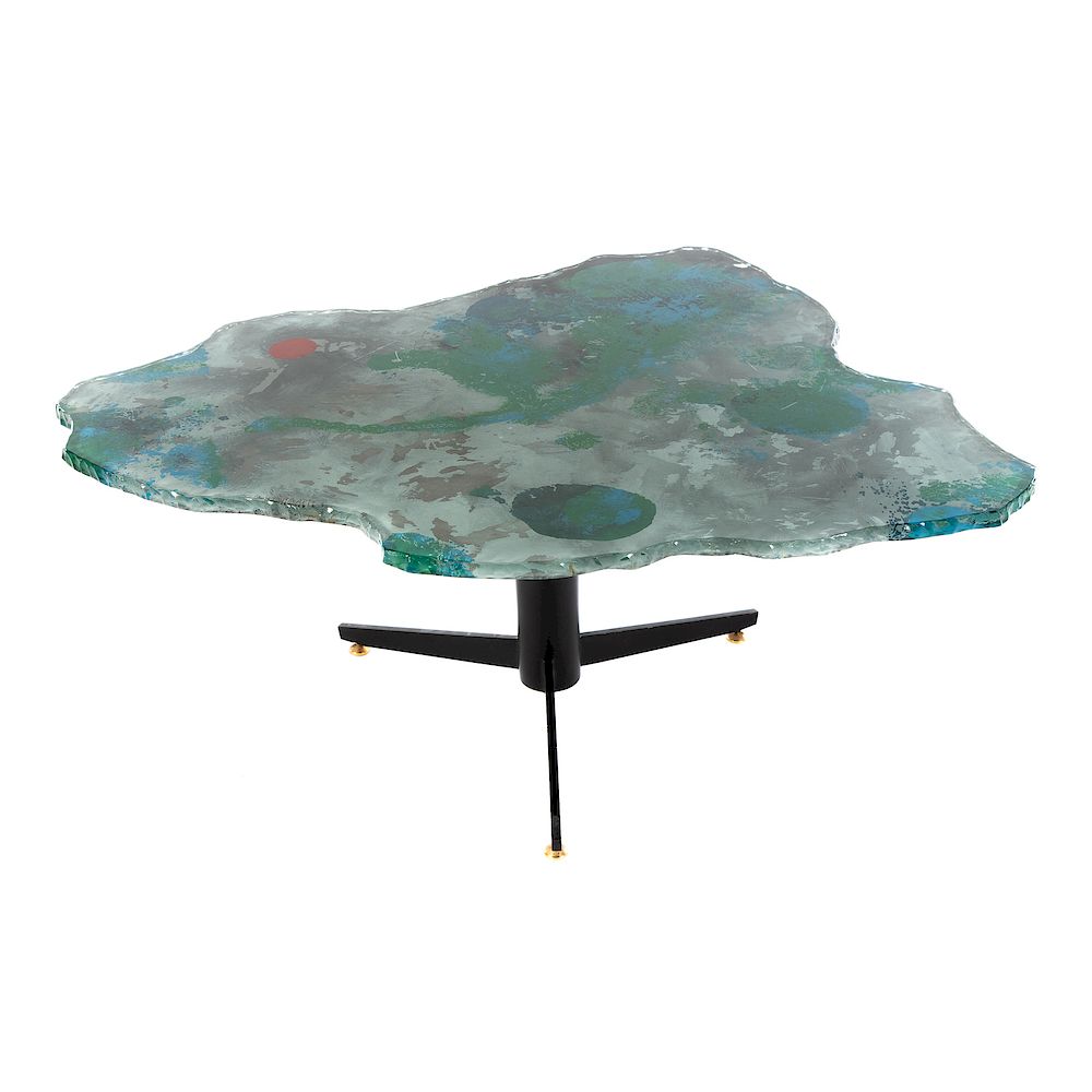 Appraisal: Dube Duilio Bernabe Painted Glass Coffee Table Italian - Reverse