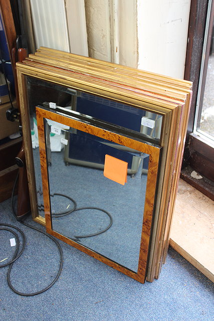 Appraisal: S EVEN RECTANGULAR GILT FRAMED WALL MIRRORS each with bevelled