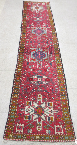 Appraisal: SEMI-ANTIQUE PERSIAN KARADJA RUNNER northwest Iran mid- th century having