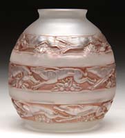 Appraisal: R LALIQUE SOUDAN VASE Beautiful R Lalique vase has three