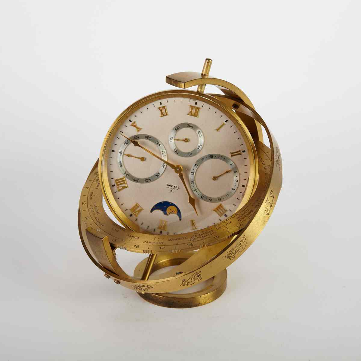 Appraisal: Swiss Gilt Metal millary Sphere Clock by Imexal c the