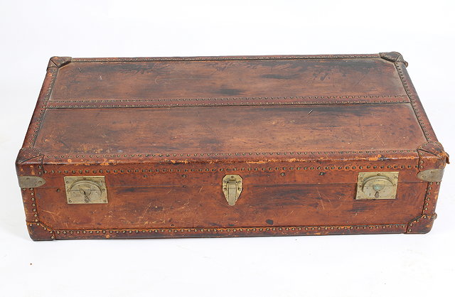 Appraisal: A HERMES EARLY TH CENTURY LEATHER WARDROBE TRUNK with brass