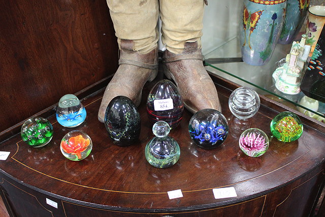 Appraisal: A COLLECTION OF TEN VARIOUS PAPERWEIGHTS to include three Mdina