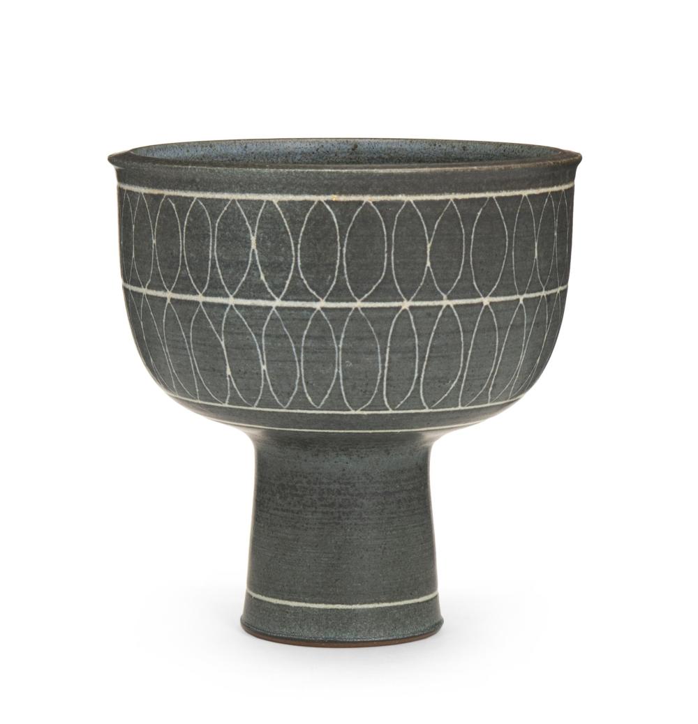 Appraisal: Harrison McIntosh - American Pedestal bowl third-quarter th Century Stoneware