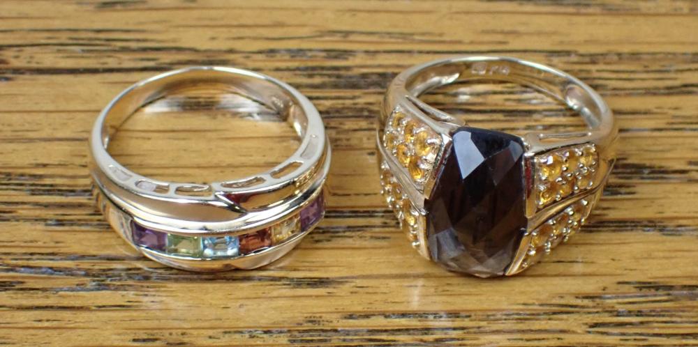 Appraisal: TWO MUTLI COLOR GEMSTONE AND FOURTEEN KARAT GOLD RINGS including