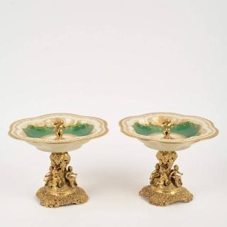 Appraisal: Pair German silver gilt figural compotes th c each fitted