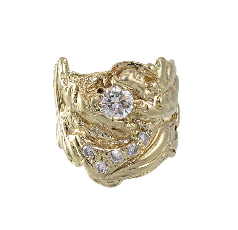 Appraisal: k GOLD FREEFORM DIAMOND RING K yellow gold freeform ring