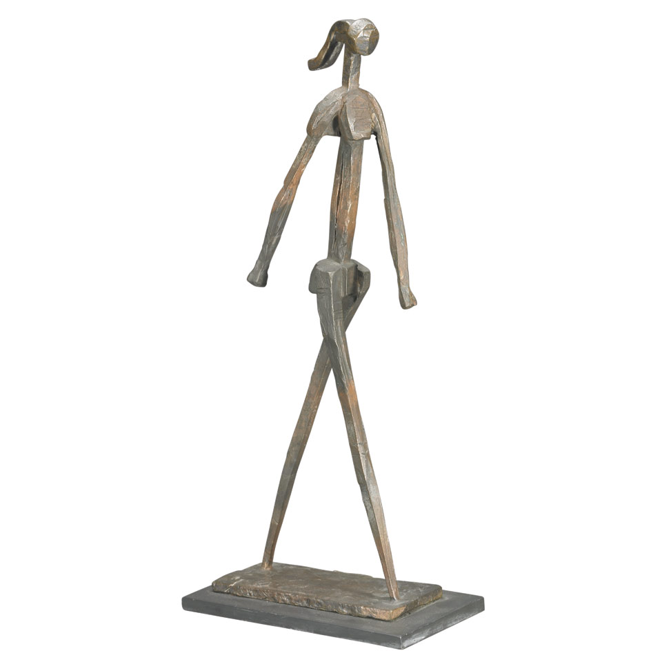 Appraisal: WALKING WOMAN Leonhard Friedrich Oesterle German-Canadian - bronze on slate