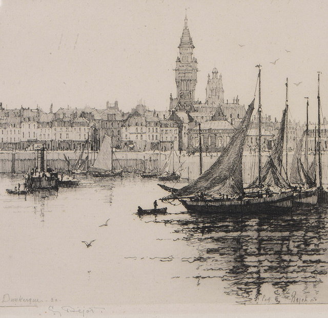 Appraisal: EUGENE BEJOT - 'Dunkerque' etching signed in pencil to margin