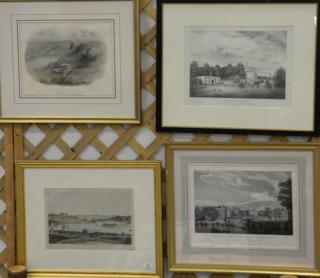 Appraisal: Four engravings and lithographs including South view of the Several