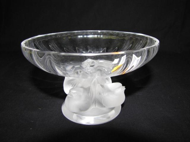 Appraisal: Signed Lalique France Condiment Bowl with dove motif frosted glass