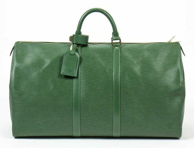 Appraisal: Louis Vuitton Keepall duffle bag in green Epi Leather with