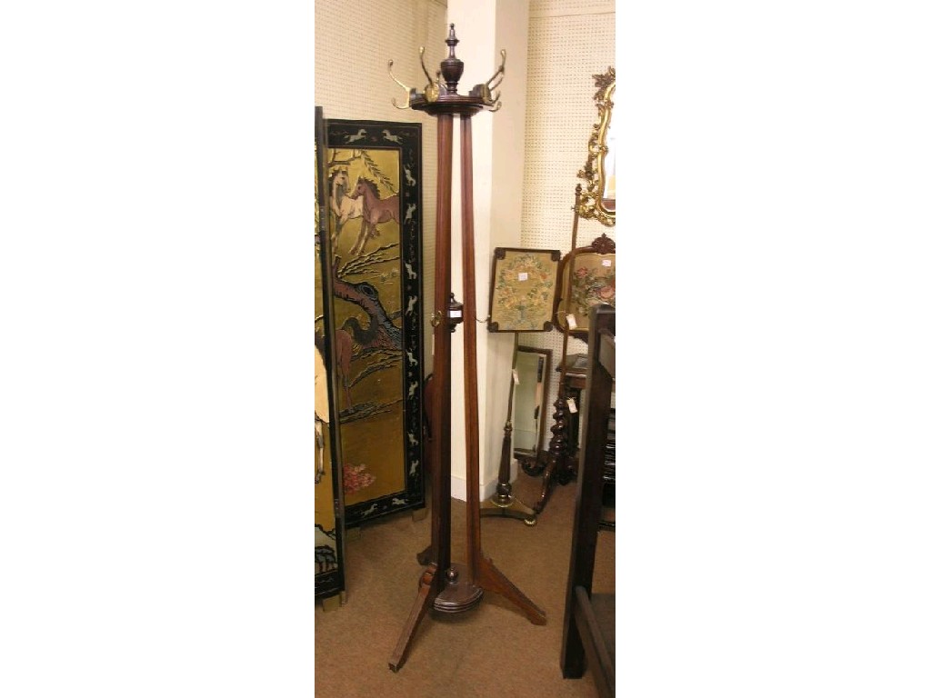 Appraisal: An Edwardian mahogany hat and coat stand on high tri-form