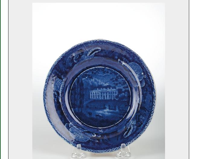 Appraisal: RARE 'WHITE HOUSE WASHINGTON SHELL BORDER ' STAFFORDSHIRE DARK BLUE