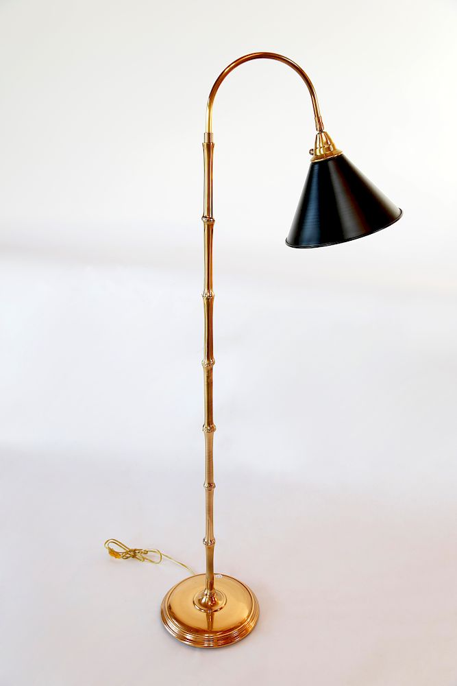 Appraisal: Adjustable Brass Bamboo Floor Lamp Exclusive on Bidsquare Adjustable Brass