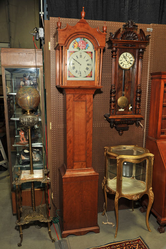 Appraisal: TALL CASE CLOCK Brass works painted wood dial and walnut