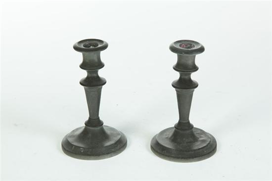 Appraisal: PAIR OF PEWTER CANDLESTICKS Marked for Fuller Smith Poquonock Bridge