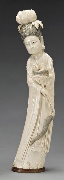 Appraisal: A large pieced and tinted ivory beauty th Century The