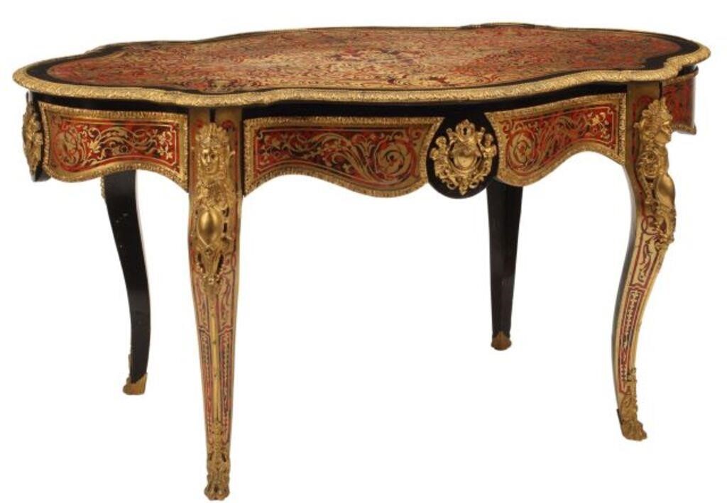 Appraisal: Boulle library work salon table with bronze dore mounts fitted