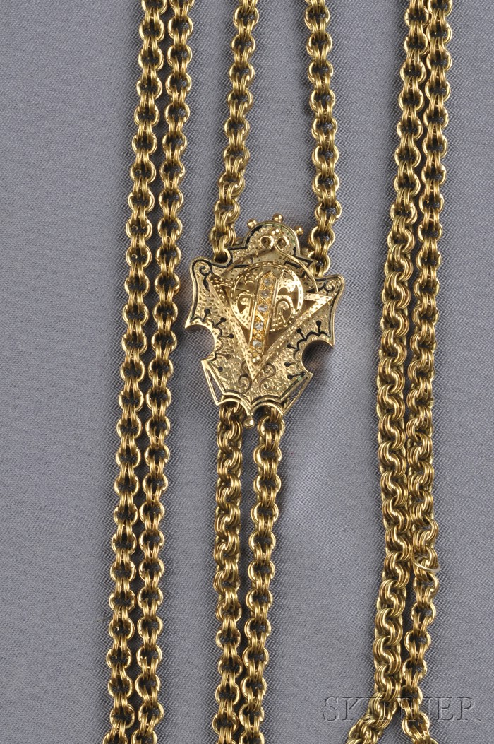 Appraisal: Antique kt Gold Fob Chain and Slide designed as a