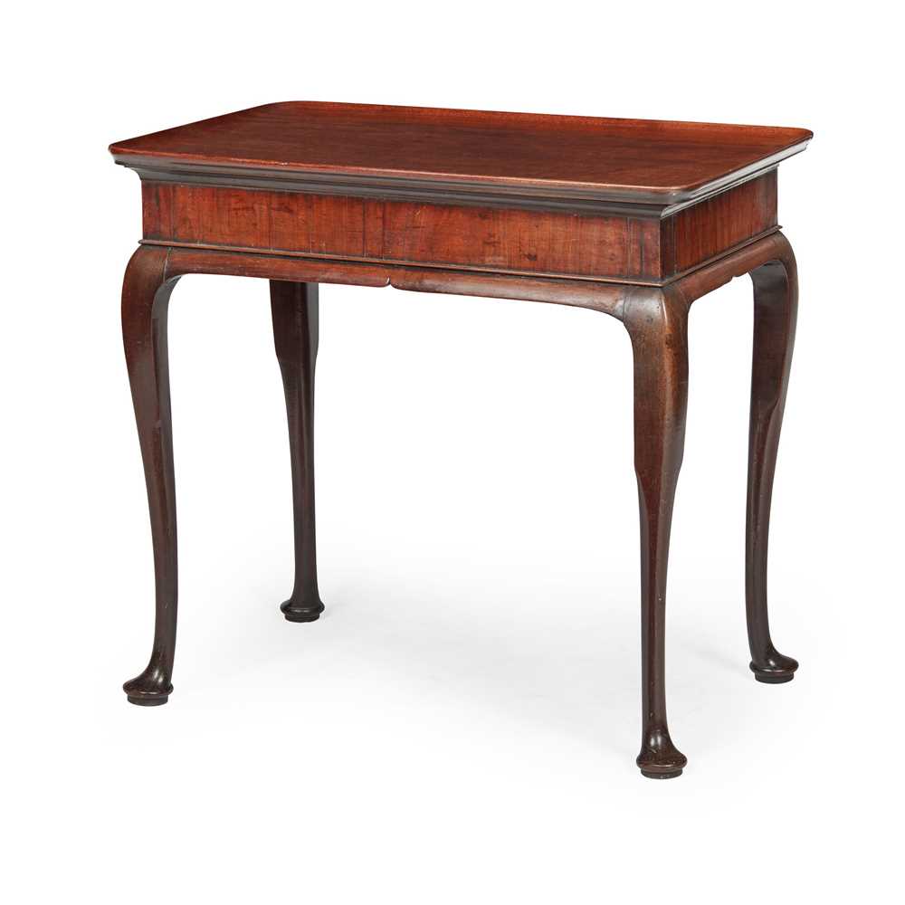 Appraisal: GEORGE II MAHOGANY TRAY TOP TEA TABLE TH CENTURY the