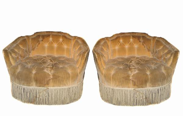 Appraisal: A pair of Louis XV style upholstered armchairs height in