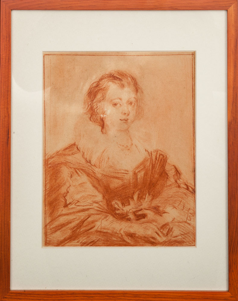 Appraisal: French School Portrait of a Lady Sanguine on paper unsigned