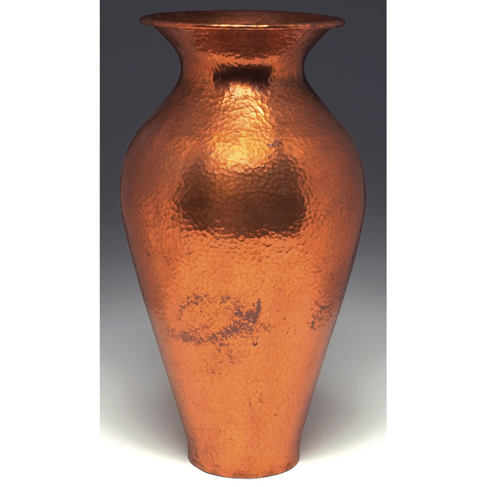 Appraisal: Benedict Studio vase attribution large shape in hammered copper polished