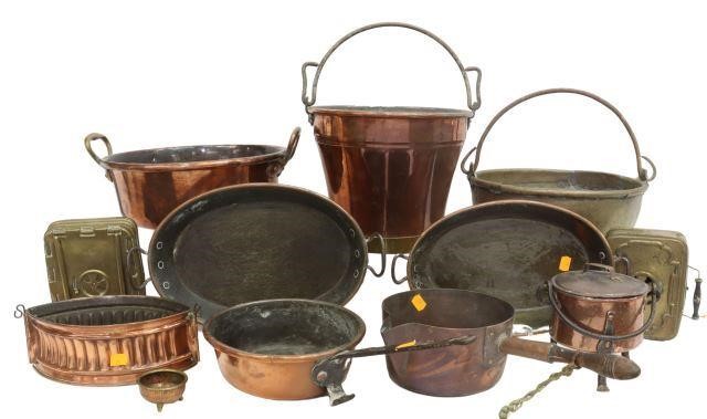 Appraisal: lot of French copper and brass kitchenware highlights include brass