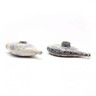 Appraisal: Two Staffordshire Nursing Bottles mid - th century boat shaped