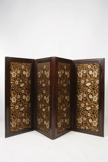 Appraisal: A LATE VICTORIAN MAHOGANY FRAMED FOUR FOLD SCREEN with a