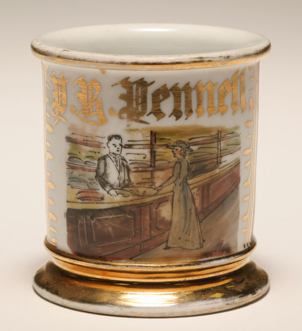 Appraisal: Occupational shaving mug Dry Goods Merchant Gilt trim Good condition