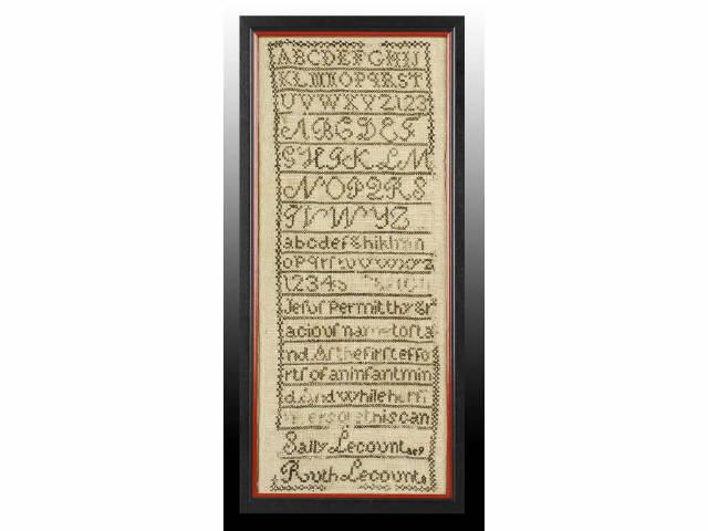 Appraisal: Lecount Marking Sampler Description Sally Lecount age nine and Ruth