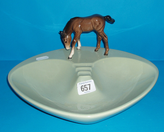 Appraisal: Unusual Large Ashtray Mounted With Beswick Foal Grazing