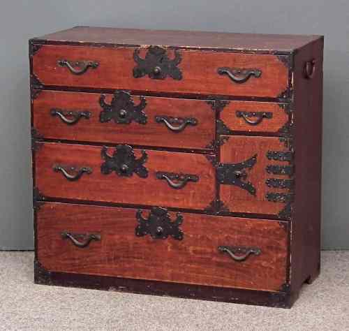 Appraisal: A Chinese cinnabar lacquered and metal mounted cabinet fitted five